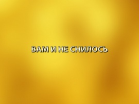 Вам и не снилось